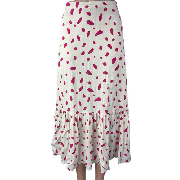 Aritzia Wilfred Women's White Pink Printed Straight A-Line Midi Maxi Skirt Sz 0 - Picture 1 of 7
